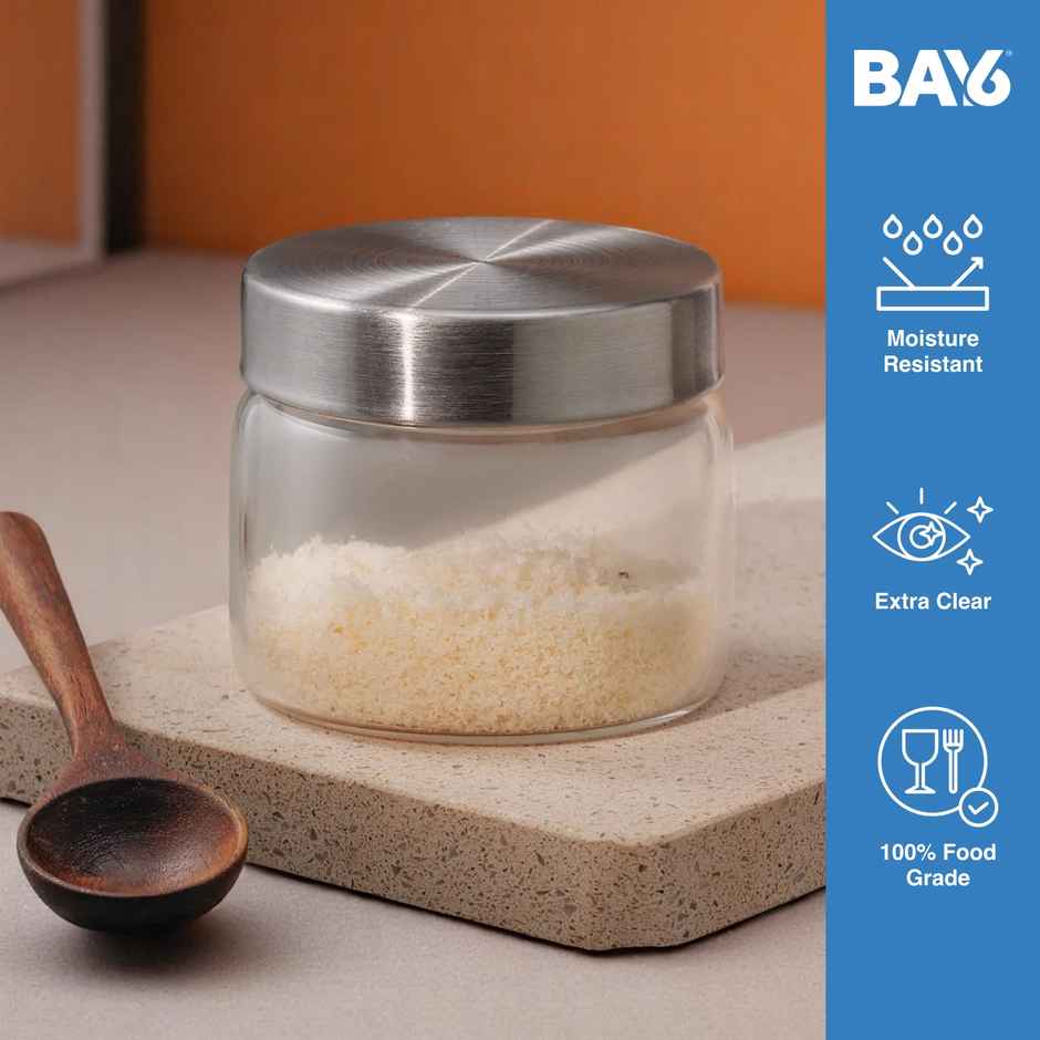 BAY6 Premium Imported Borosilicate Glass Jar - 300 ml - Set of 2