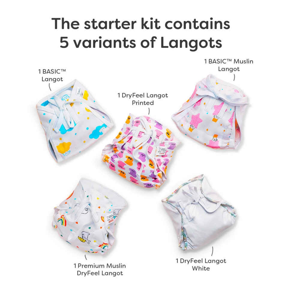 SuperBottoms Langot Trial Kit with 5 Best Selling Langot for New Born | 0 - 6 Months | 5kg - 10kg