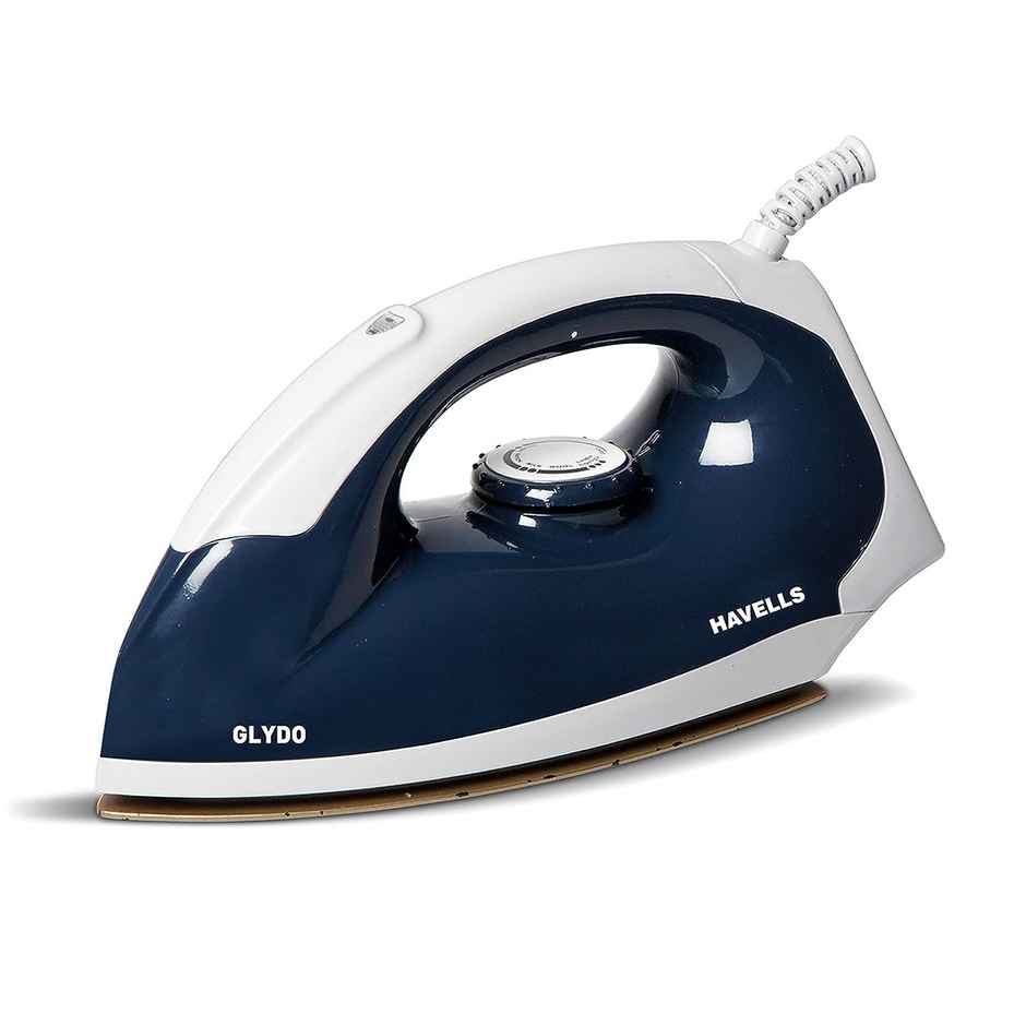 Havells Glydo 1000 Watt Dry Iron | Non Stick Sole Plate | Easy Grip Temp. Knob | Charcoal Blue