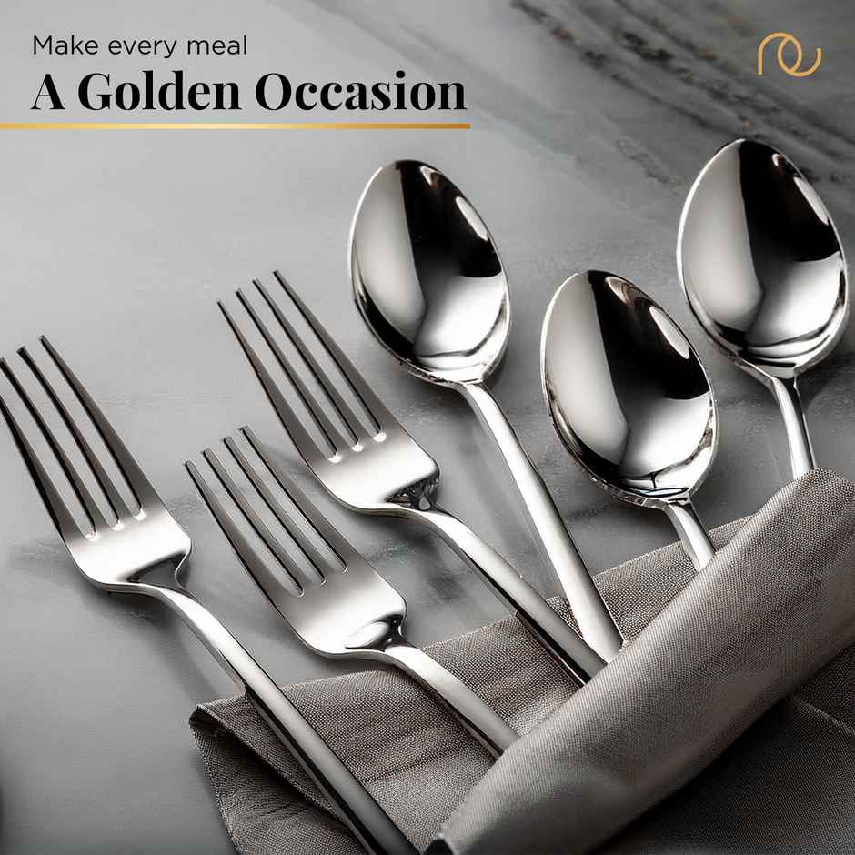 Frenchware Stainless Steel Cutlery Set of 12 - 6 Spoons, 6 Forks, Rust-free, Perfect for Gifting