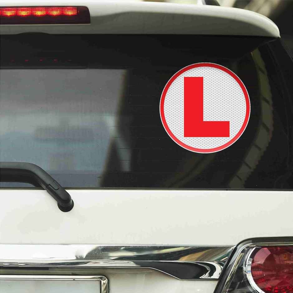 TiyuTrendzz L-Board Learner Driver Vinyl Exterior Self Adhesive Sticker (15cm X 15cm), 2 pieces