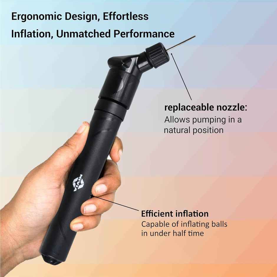 Nivia Double Action Ball Pump With Needle Pump Sports Inflatable Balls Stainless Pin Air Pump Black