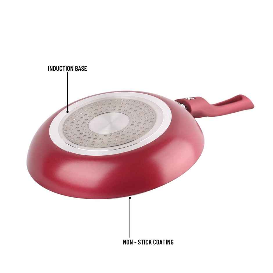 Cello Crown Non-stick Taper Pan/Frying Pan | 22 cm - Maroon