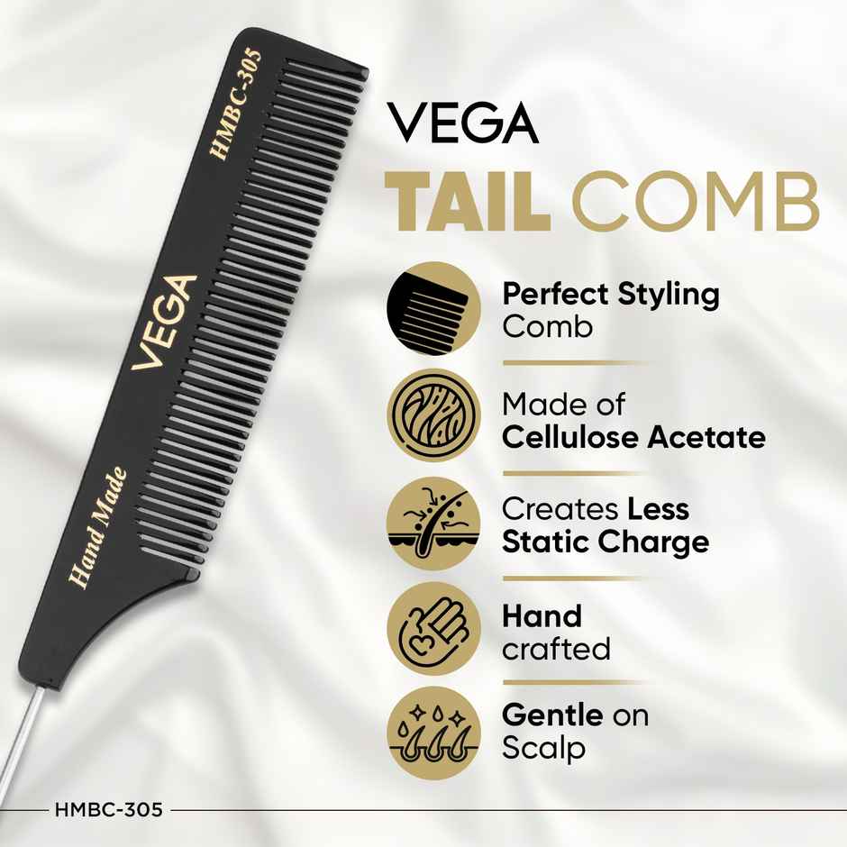 VEGA Tail Hair Comb with Steel Pin for Women | HMBC-305