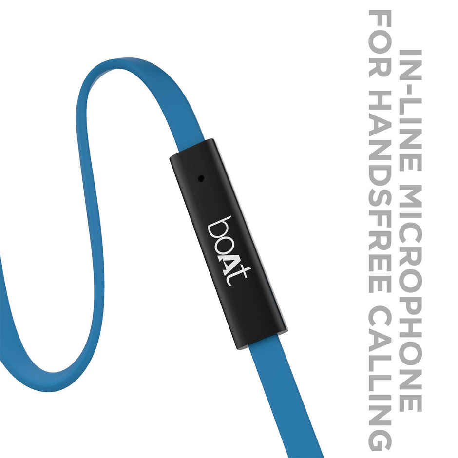 boAt Bassheads 220 in-Ear Wired Headphones with Mic, 3.5mm Audio Jack - Blue