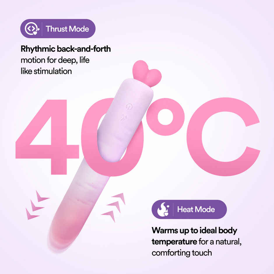 Bold Care Thrill Dual-sensation Massager | Heat + Thrust Mode | Humanlike 10 Patterns