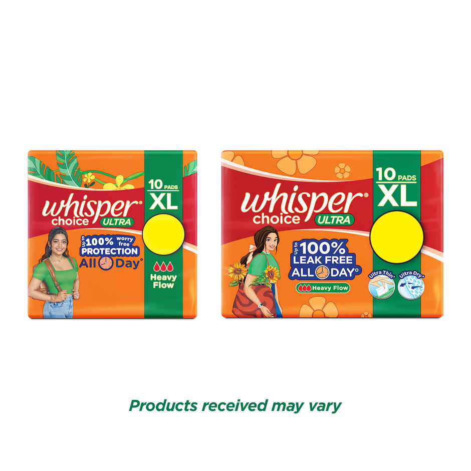 Whisper Choice Sanitary Pads with Wings for Women | XL | 10 pcs