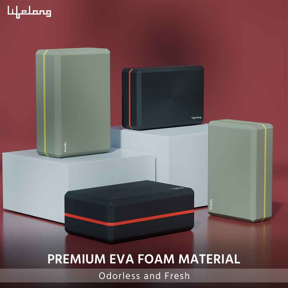 Lifelong Yoga Block EVA Dual Colour | Red and Black