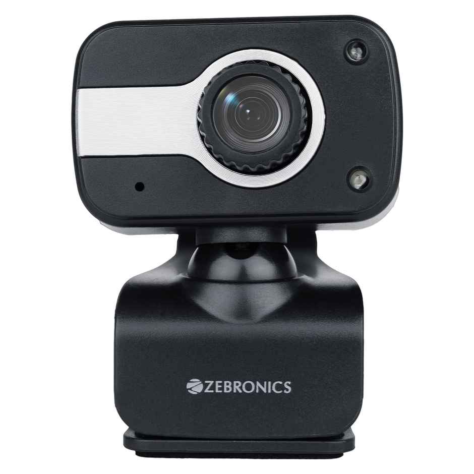 Zebronics Zeb-Crystal Clear Web Camera, 0.3 MP with USB with 3P Lens,Built-in Microphone,Auto White Balance,Night Vision and Manual Switch for LED - Black