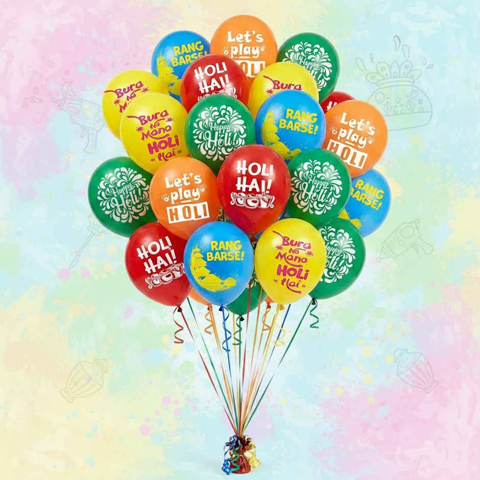Printed Holi Balloons Colorful Printed Balloons for Decoration | Party Propz