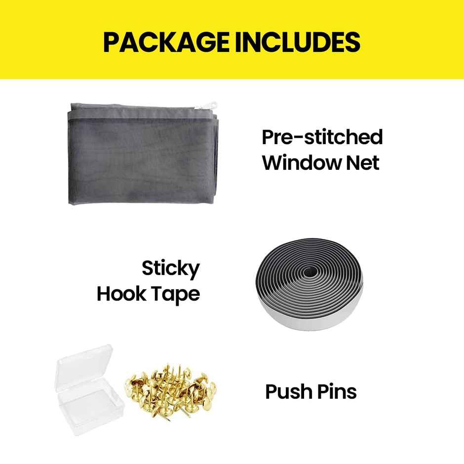 Mr. Right Stitched Mosquito Net For Window | Grey - 120 x 120 cm