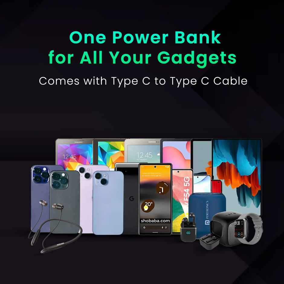 Portronics Luxcell Wireless Mini 10k 10000 mAh 15W Magnetic Wireless Fast Charging Power Bank -Black