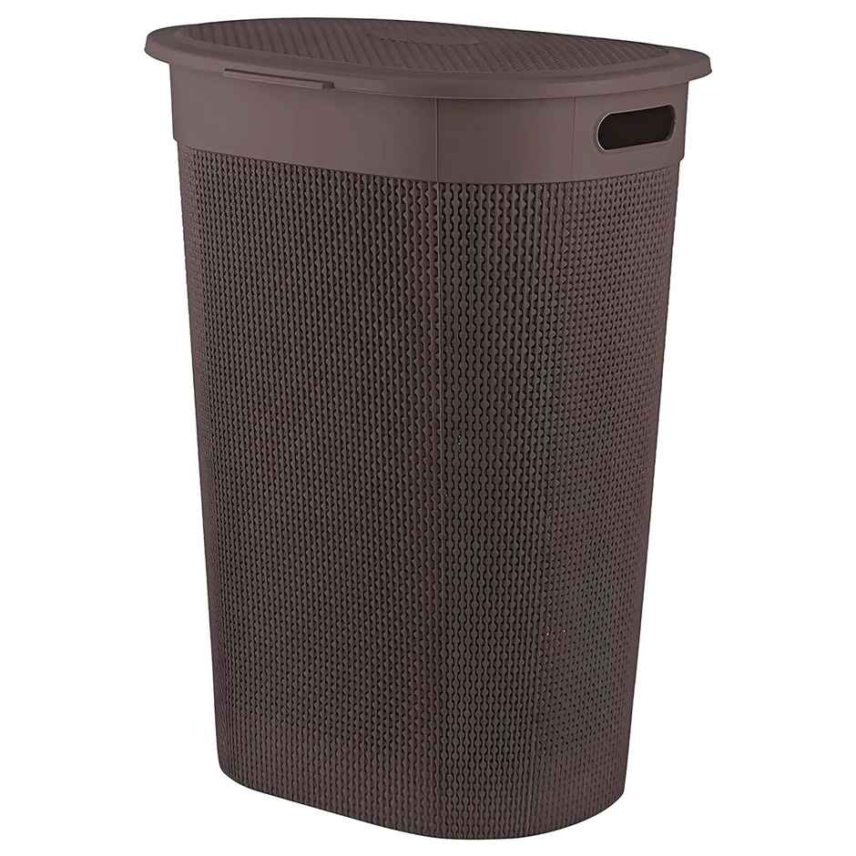 Kuber Industries 55 L Multipurpose Plastic Laundry Basket with Lid | Brown