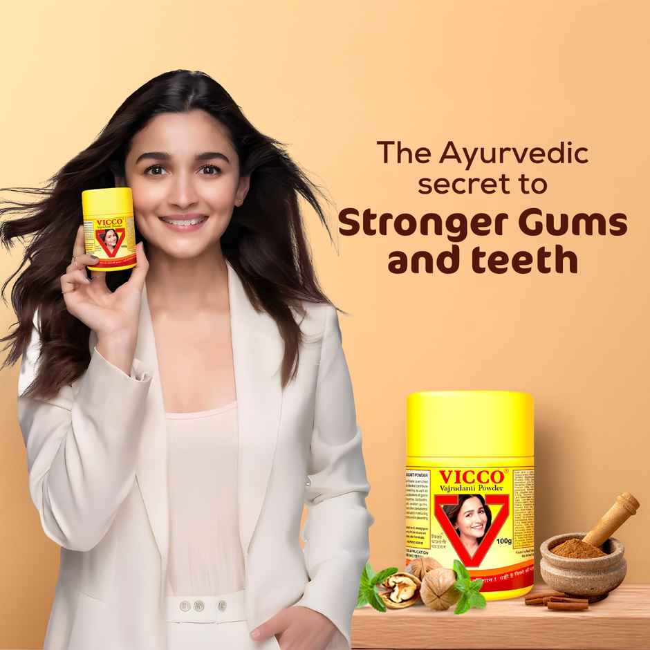 Vicco Vajradanti Ayurvedic Powder | Herbal Tooth Powder for Strong Gums and Healthy Tooth