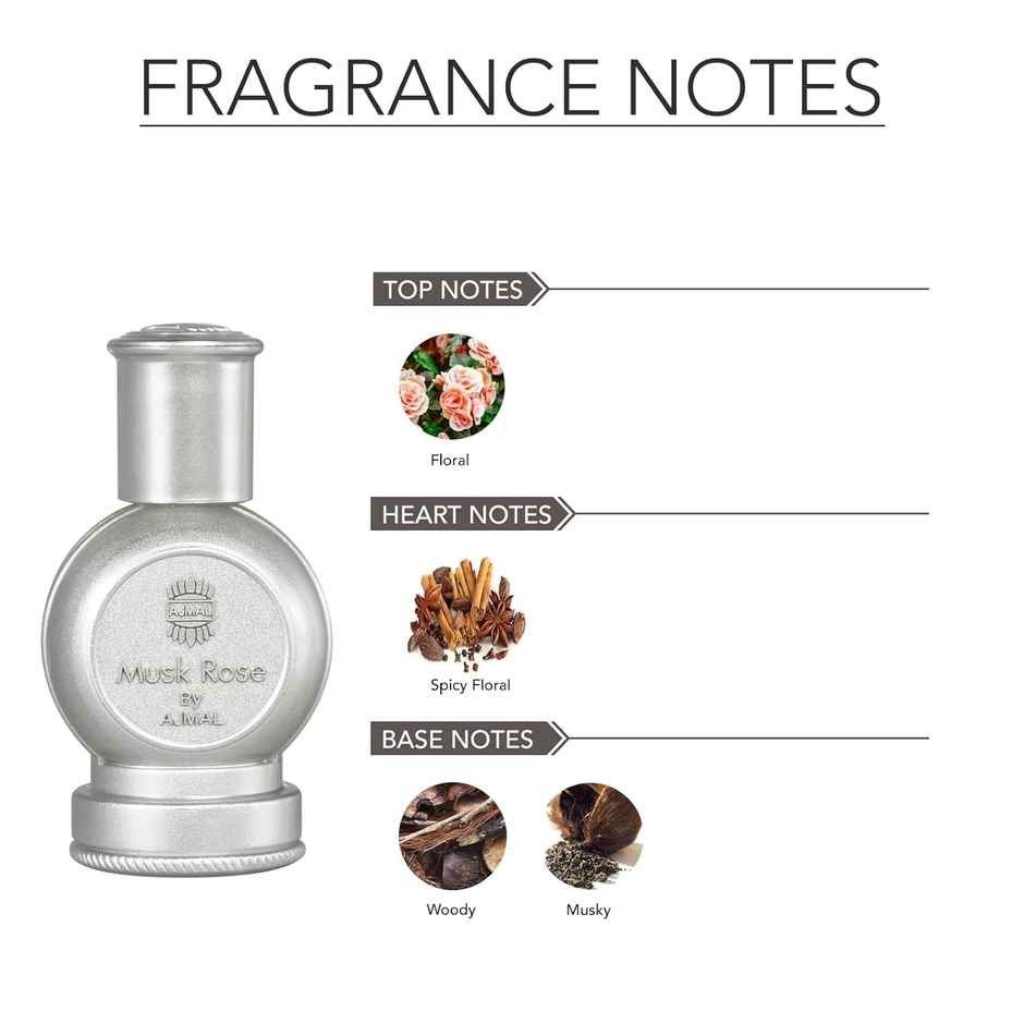 Ajmal Musk Rose Concentrated Floral Perfume Free From Alcohol For Unisex