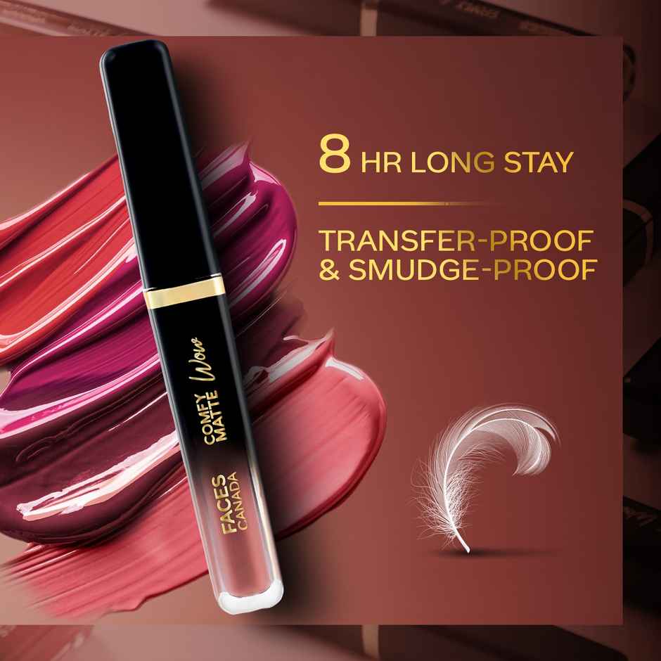 Faces Canada Comfy Matte Wow Liquid Lipstick | Choco Couture 01 | One Swipe Application