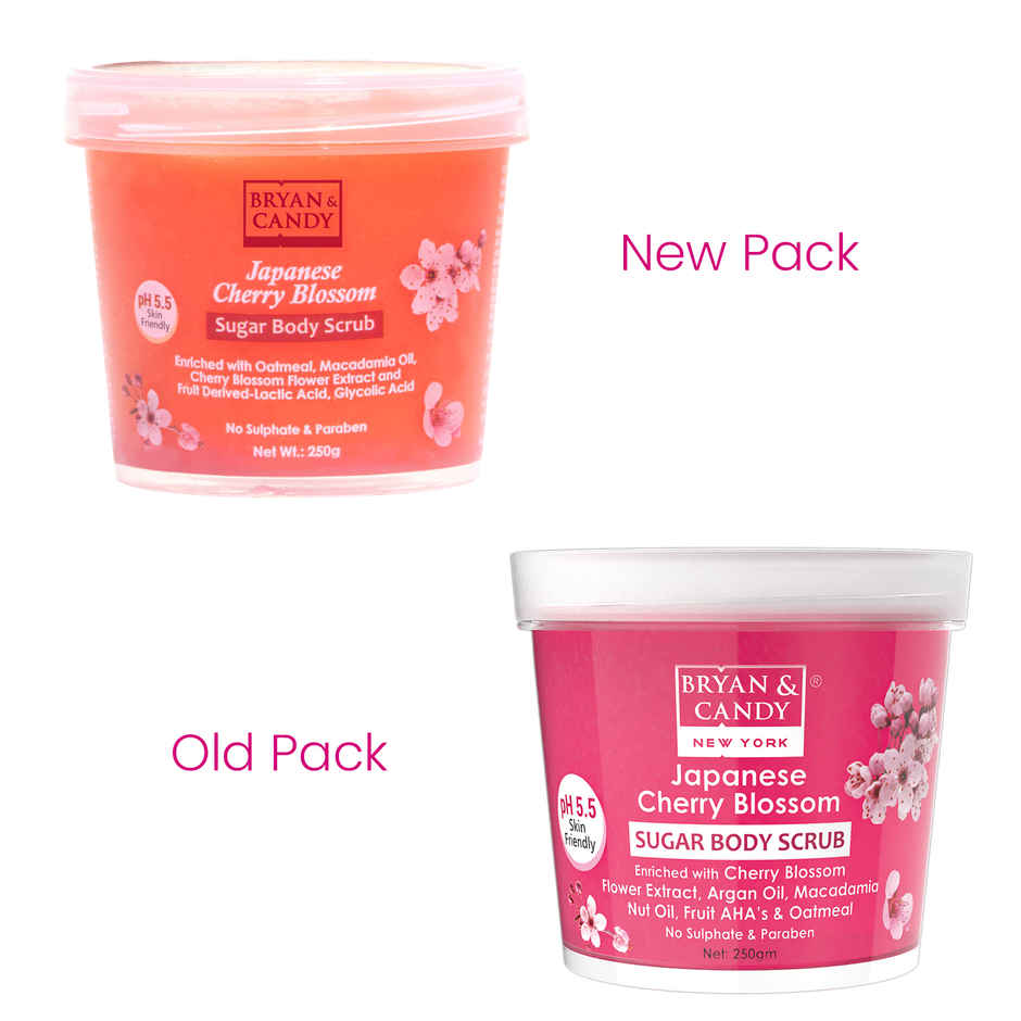 Bryan & Candy Cherry Blossom Sugar Body Scrub Ph 5.5 For Tan Removal And Exfoliation
