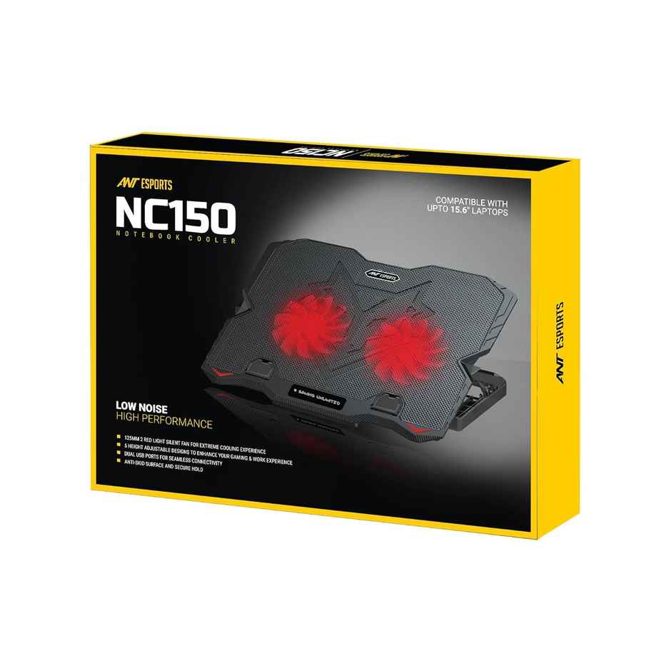 Ant Esports Nc150 Ultra Slim And Sturdy Portable Laptop Cooling Pad With 2 * 1 125Mm Red Led Fan