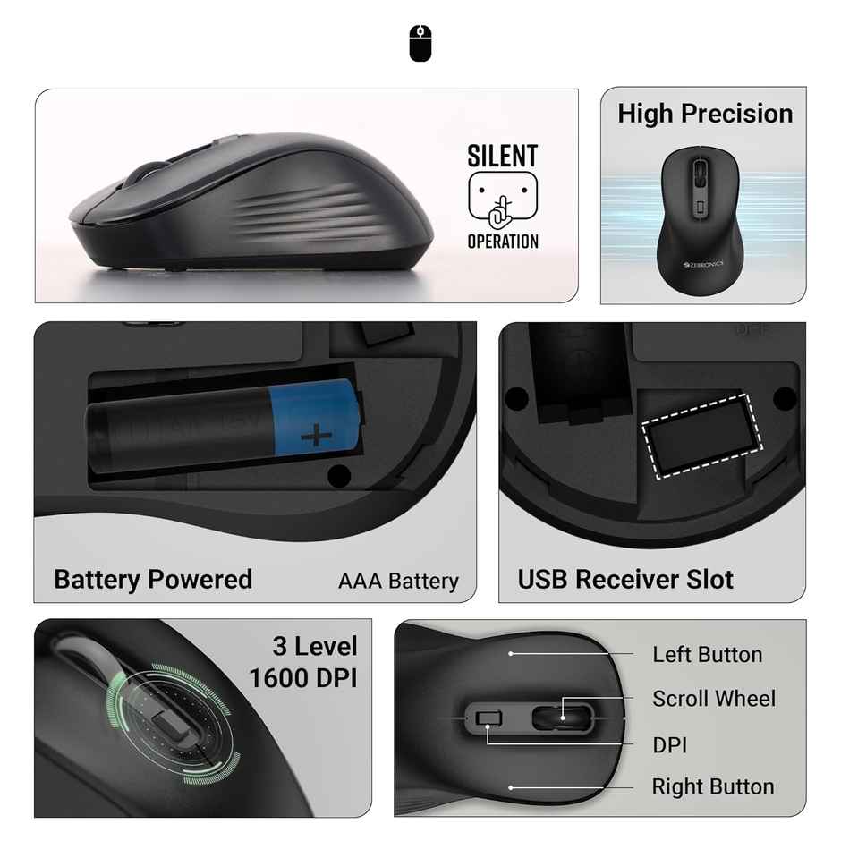 Zebronics Companion 202 Wireless Keyboard & Mouse Combo | Copilot Ai Key | 4 Button Mouse | Black