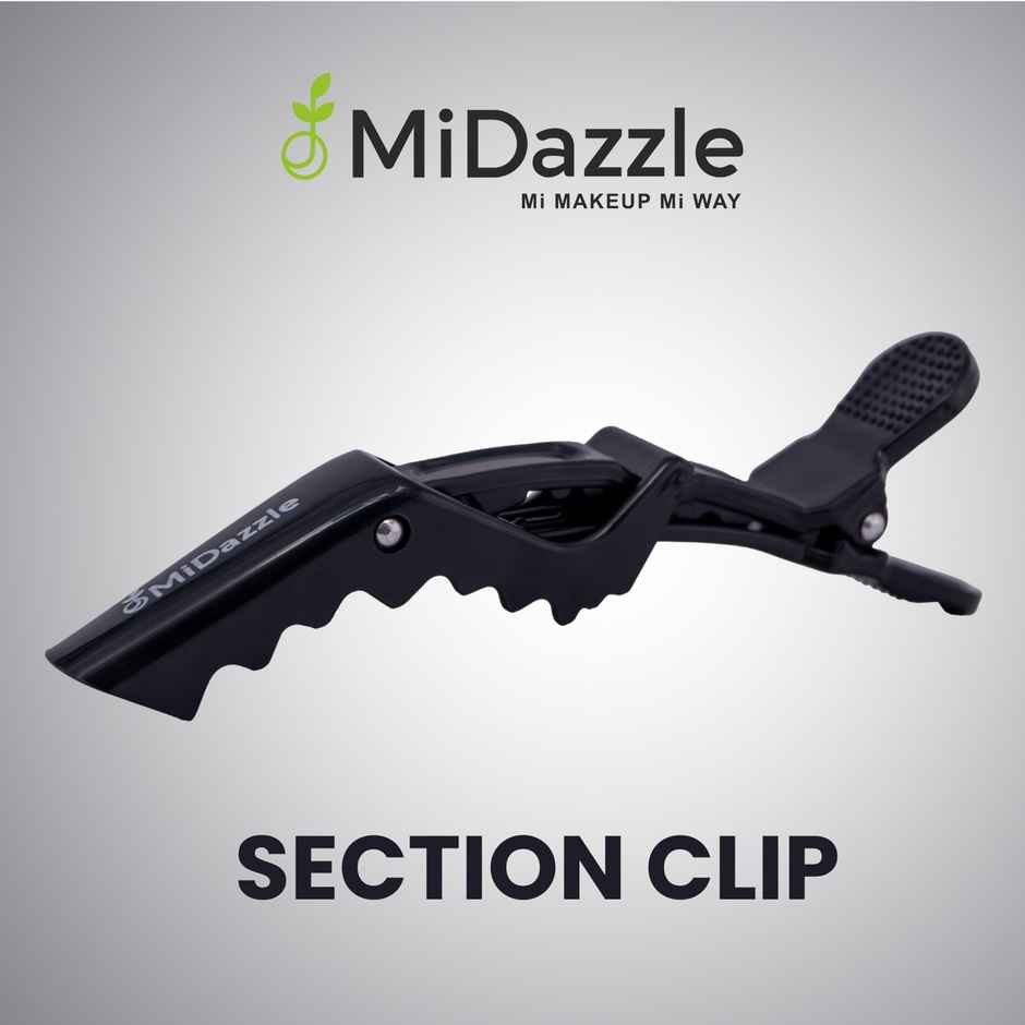 Midazzle Professional Hair Sectioning Crocodile Clips, Black | Pack of 6 | MIHA6302