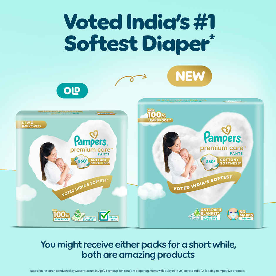 Pampers Premium Care Pants XS 30 | No Marks Design | India's Softest Diaper