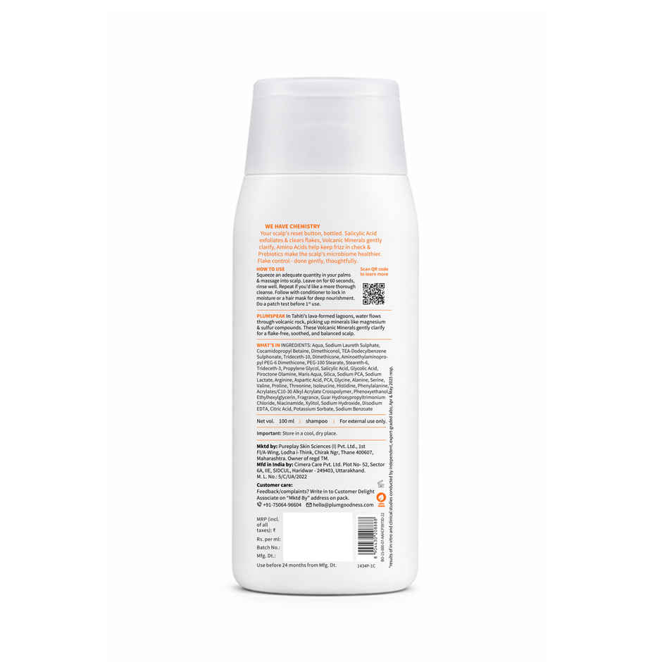 Plum Volcanic Minerals and Salicylic Acid 0.5% Anti Dandruff Shampoo | 100 ml