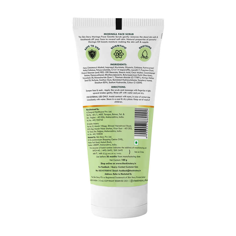 The Skin Story Face Scrub With Moringa Gently Removes Tan Blackheads Whiteheads Dead Skin Cells