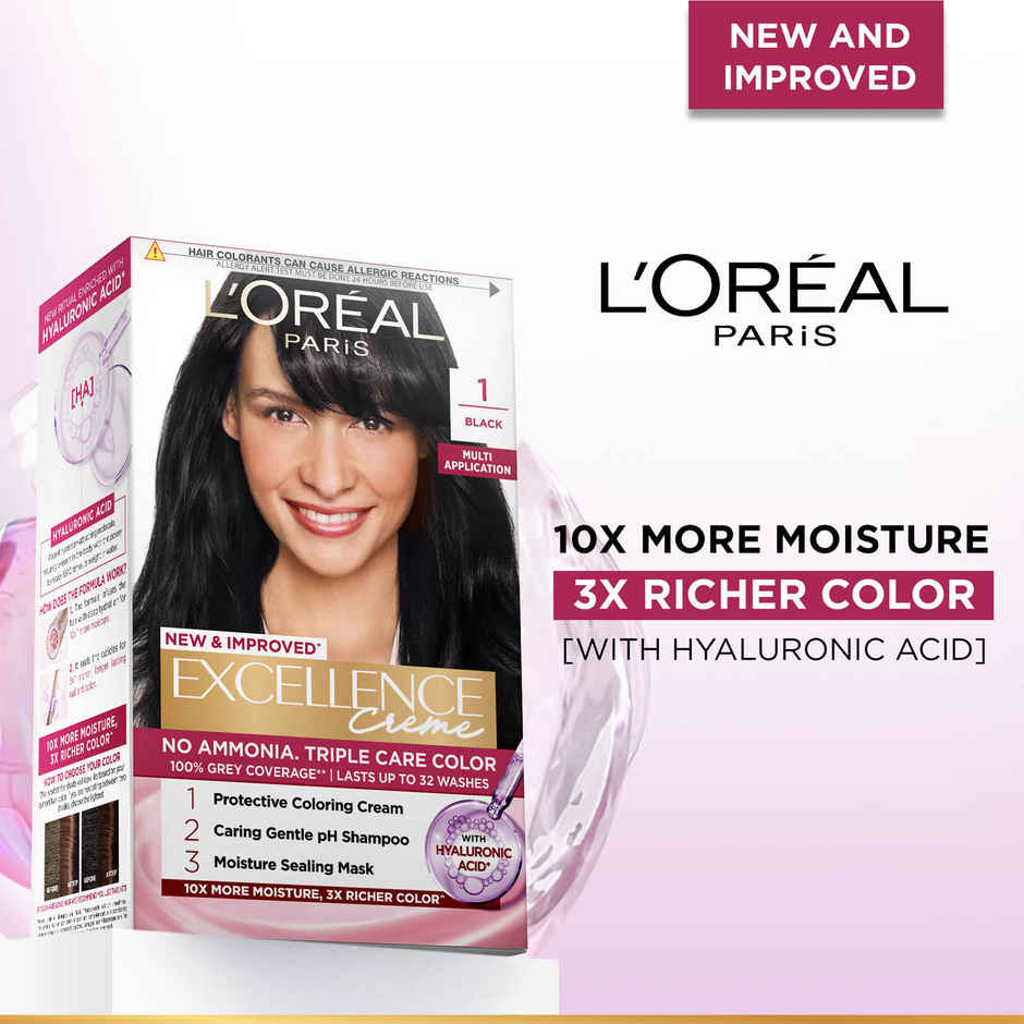 L'Oreal Paris Excellence Creme Hair Color, 1 Black
