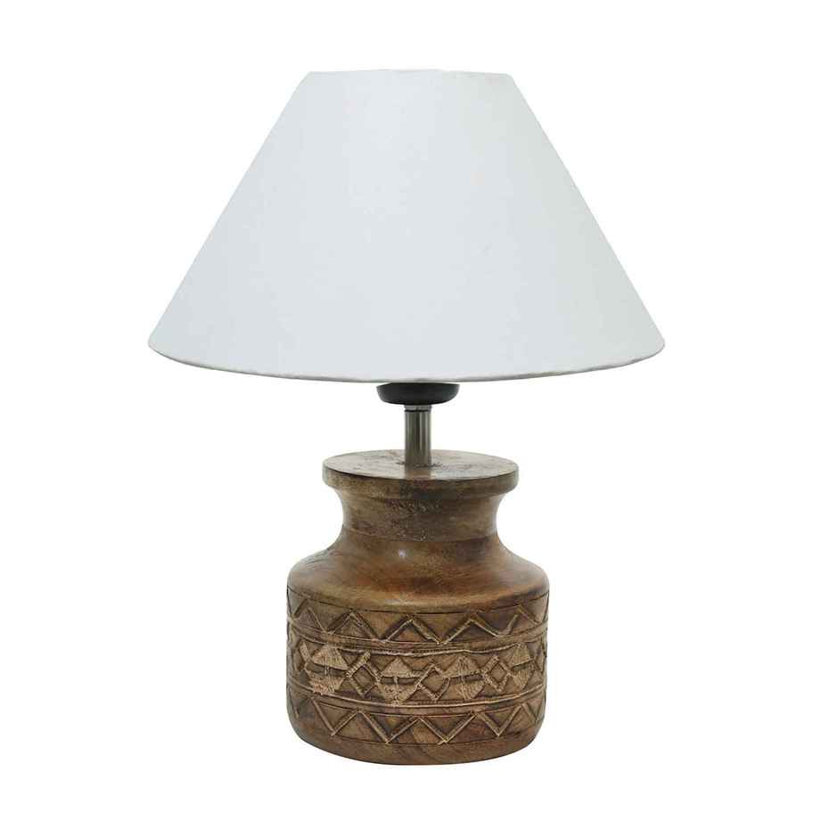 Homesake Wood Table Lamp | Modern Base Fabric Lampshade | Home Office Cafe Restaurant |Beige