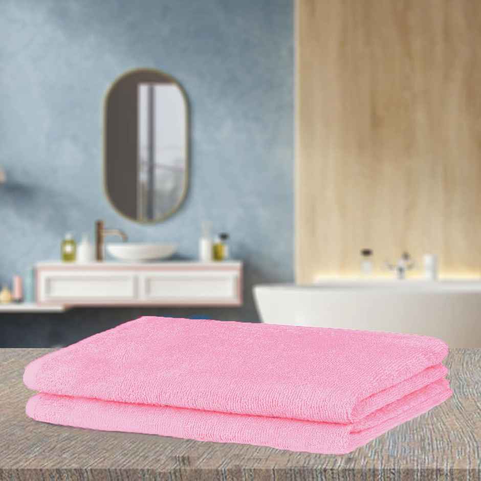 BAY6 100% Cotton Hand Towels - 60 cm x 40 cm | 500 GSM - Baby Pink - Set of 2