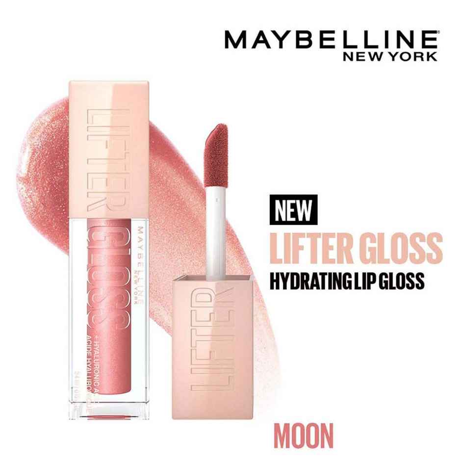 Maybelline New York Lifter Gloss 003 Moon, Tinted Lip Gloss With Hyaluronic Acid, Long-lasting