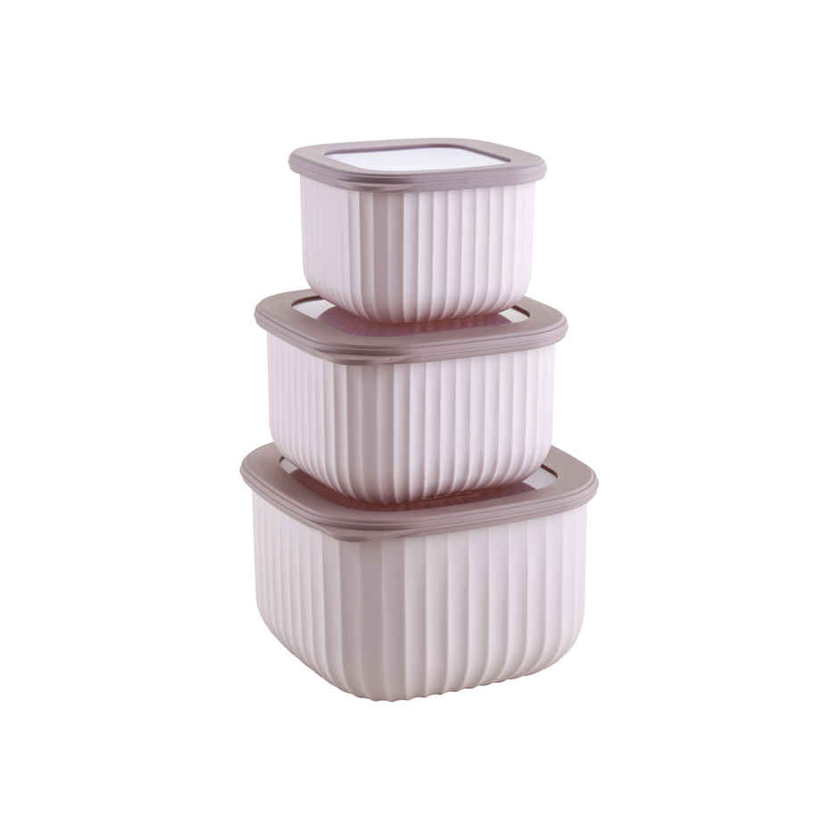 JOYO Elegant Container Set of 3 (800ml, 1400ml, 2300ml) | Modular Kitchen Storage Containers | Brown