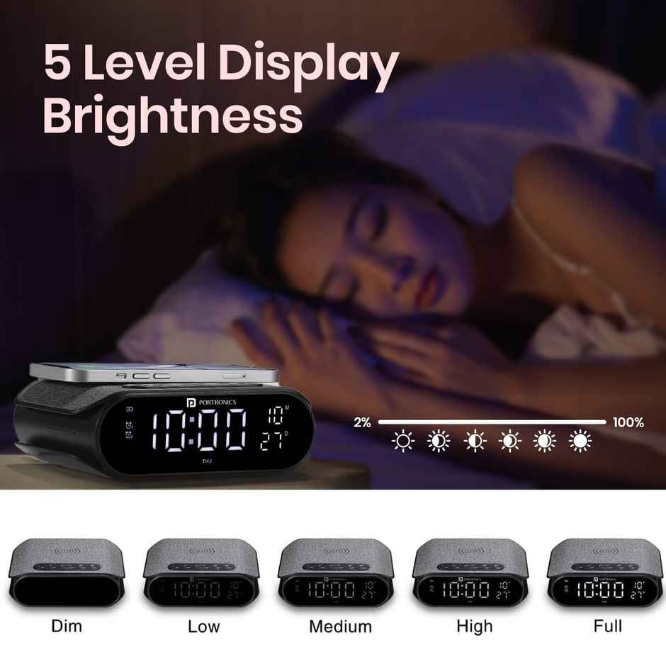 Portronics VoltClock 15W Wireless Charger for All Compatible Wireless Charging Smartphones(Black)