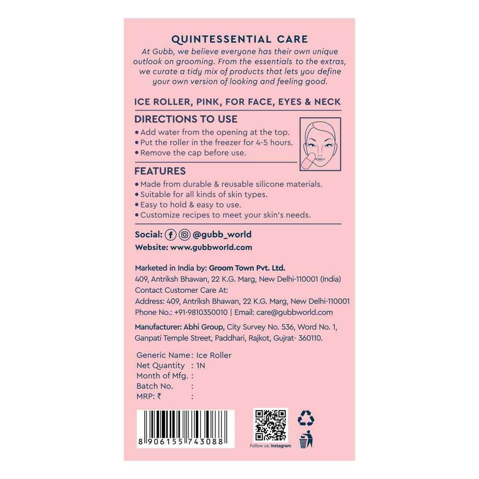 GUBB Ice Roller For Face-Eye and Neck - Pink