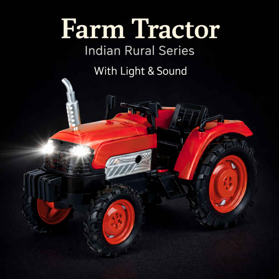 Race n Roll Light & Sound Farm Tractor Adventure Toy Pull back Action Vehicle Red