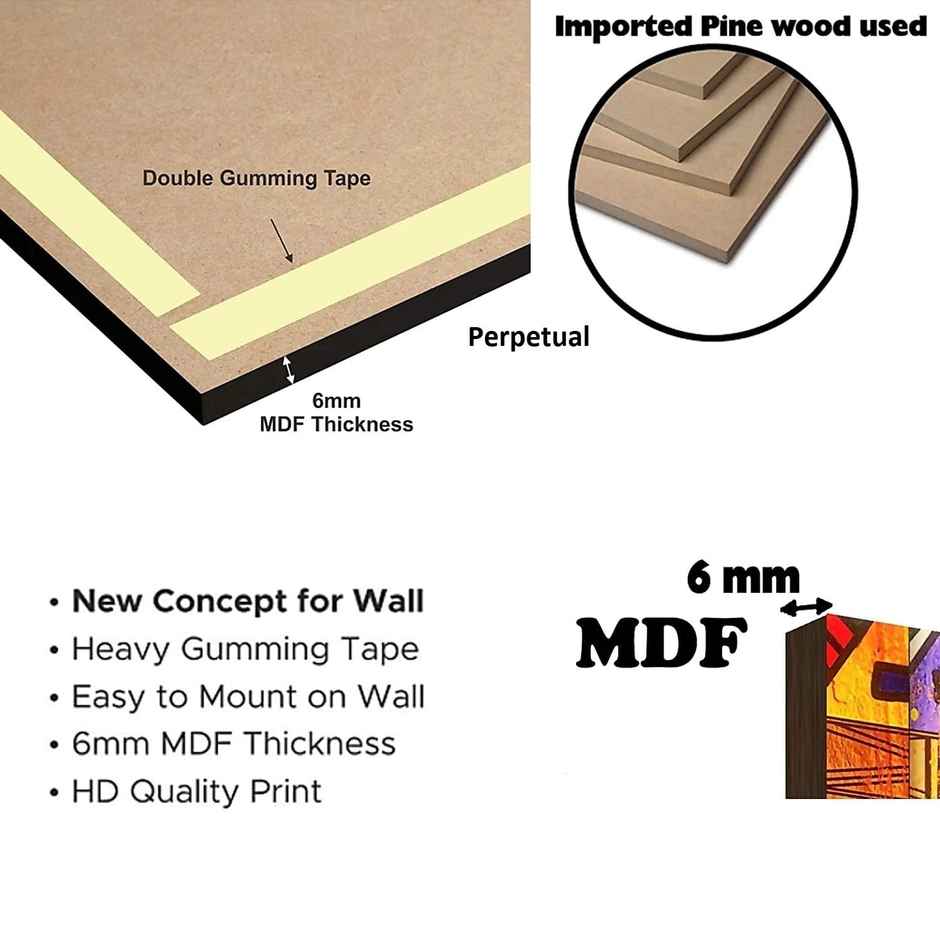 Perpetual Radha Krishna 3D Wall Painting Set of 5 | Framed Decor for Living Room | 75x43 cm