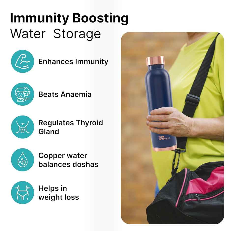The Better Home Copper Water Bottle 950 ml With Anti Oxidant Properties-Purple