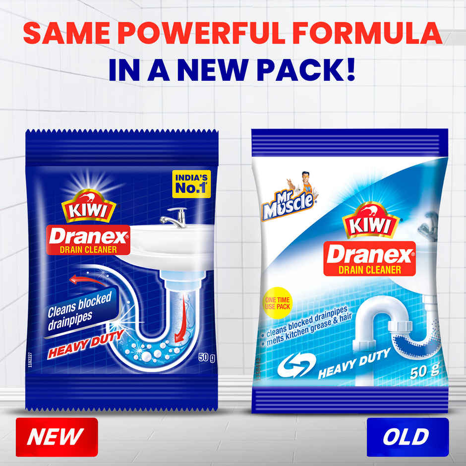 Mr. Muscle Kiwi Dranex Drain Cleaner Powder | Removes Clogs, Blockages In Just 30 Minutes