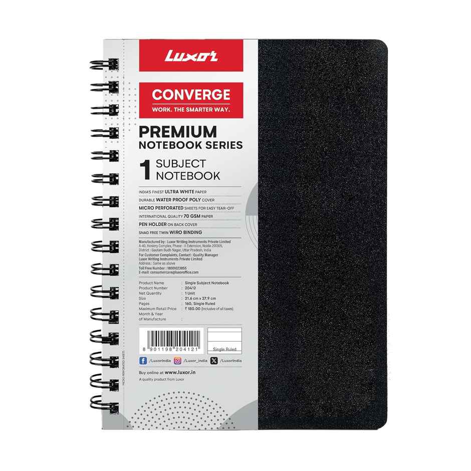 Luxor Notebook A4 | Single Ruled | Pages 160 | Ideal for Profesionals & Students