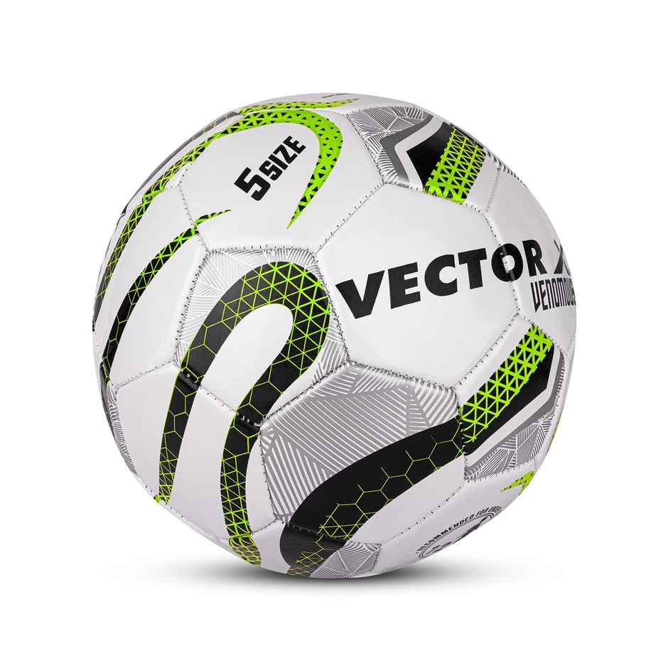 Vector X Venomous Machine Stitched Football | With Pump & Pin | Green-Black | Size - 5