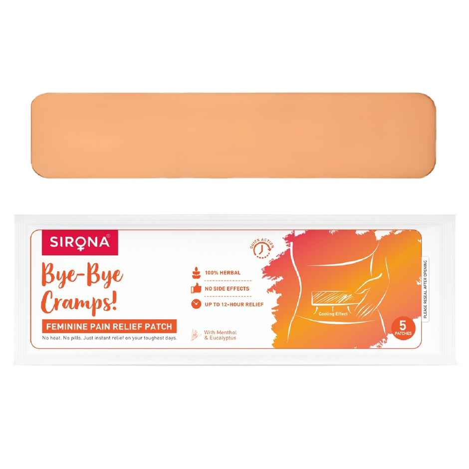 Sirona Regular Flow Tampons | Organic Cotton Core | Ultra-High Absorbency | Leak-Proof Protection (20pc) & Sirona Herbal Period Pain Relief Patches| Relief From Menstrual Cramps | Cool Patches (5pc) Combo