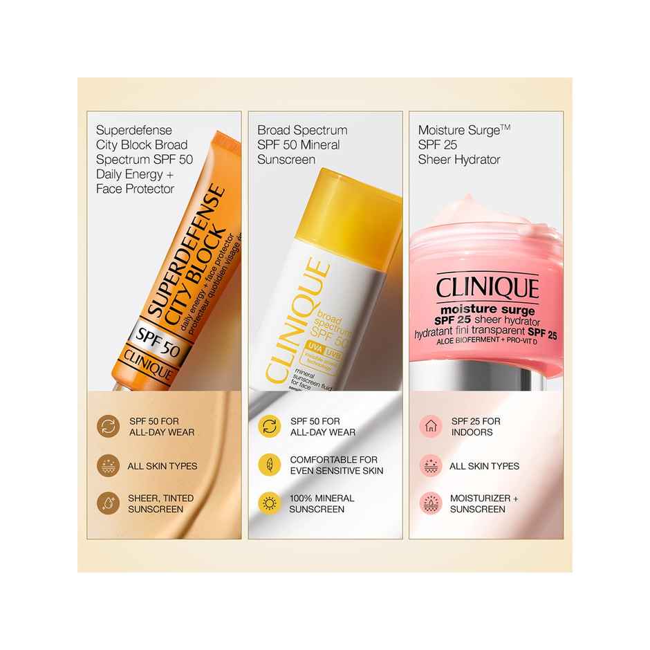 Clinique Superdefense City Block Spf 50 Daily Energy + Face Protector Sunscreen