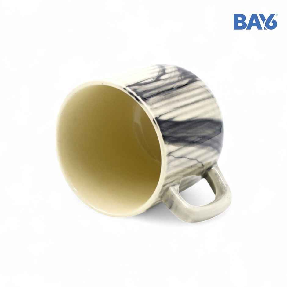 BAY6 Stoneware Italian Milk & Coffee Mug - White & Grey - 250 ml