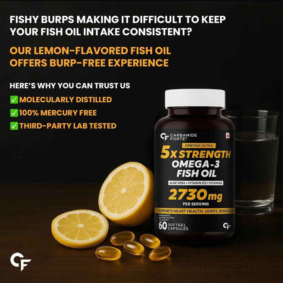 Carbamide Forte 5X Strength Omega 3 Fish Oil Capsules 2730mg | Omega 3 Supplement | 60 Capsules