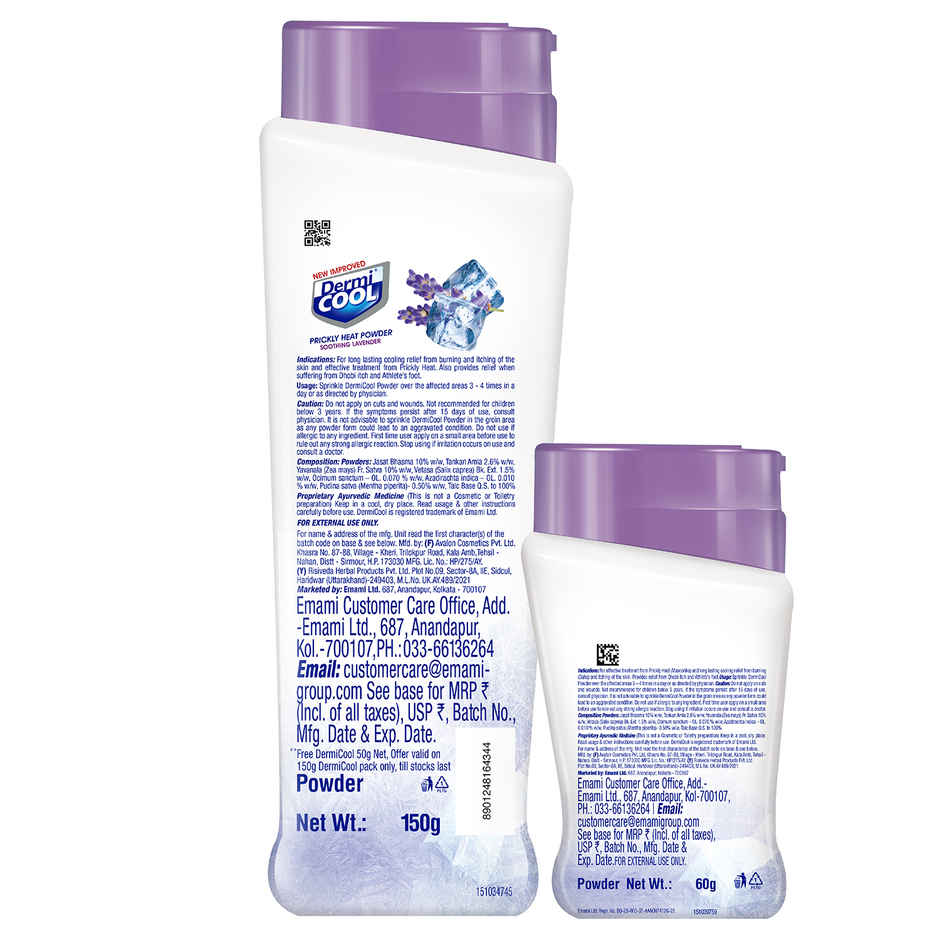 Dermicool Prickly Heat Powder Soothing Lavender + Dermicool Free