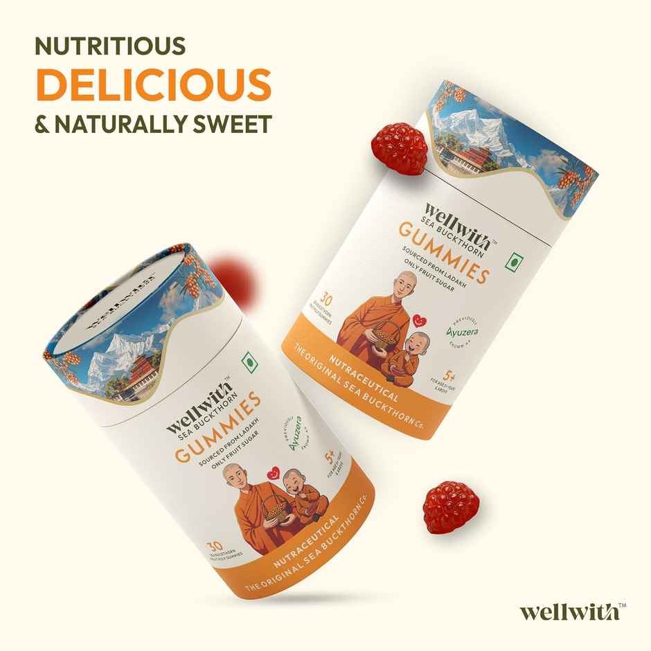 Wellwith Sea Buckthorn Gummies for Kids & Adults | Vitamin C Rich | Multivitamin Supplement | Immunity