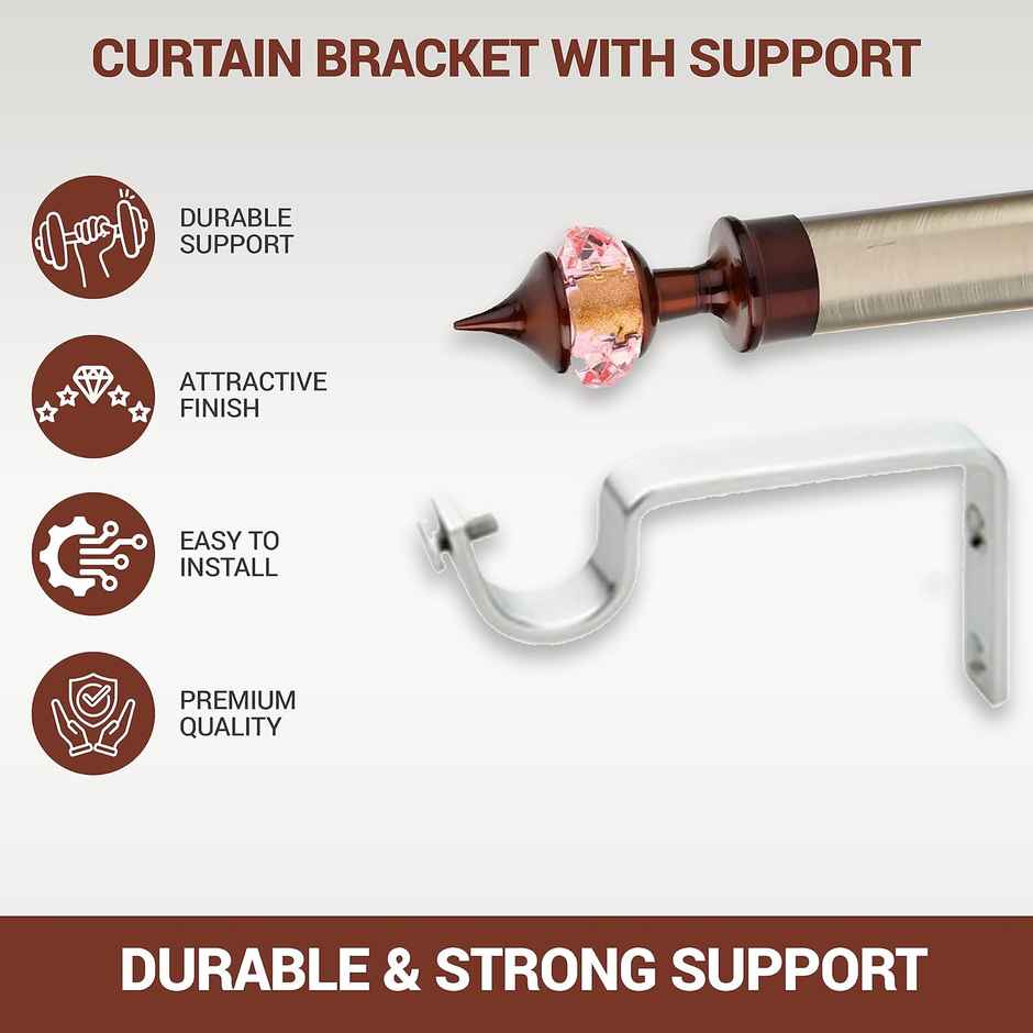 Gloxy Single Diamond Aluminium Curtain Bracket | 1 inch Support Fitting | 6 Pair, Coffee mix Orange