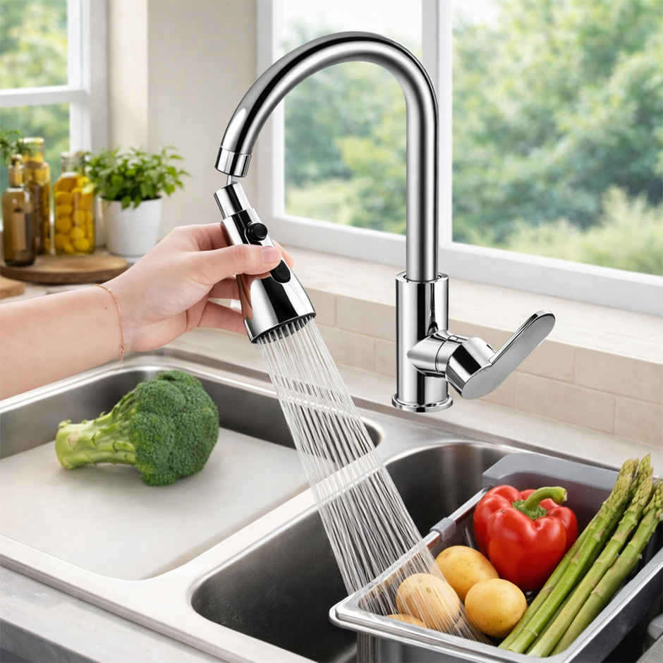 Daluci Kitchen Faucet Extender | Chrome 3-Mode Rotating Tap Nozzle Spray Head, Water Saver