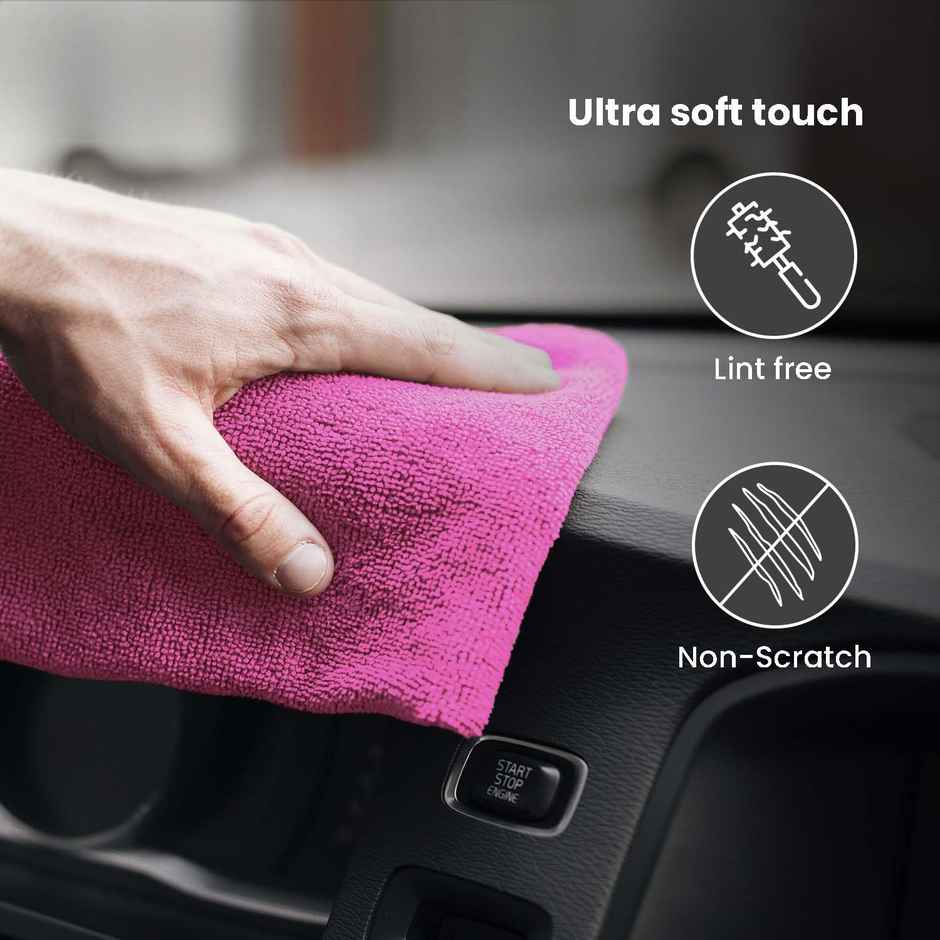 Autofy Multipurpose Microfiber Car Cleaning Cloth (Pack of 6) - Multicolour | 350 GSM | 40 cm x 40 cm