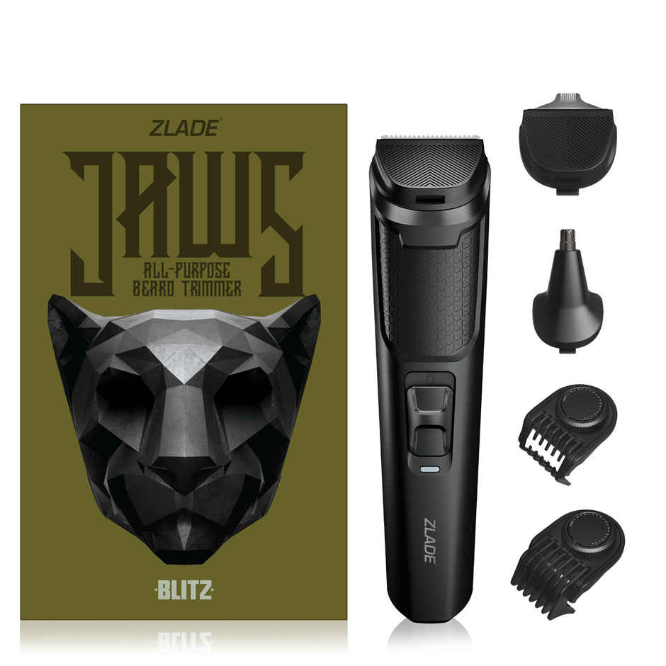 Zlade Jaws Blitz Rechargeable All-Purpose Beard Trimmer|40 Length Settings|3 Interchangeable Heads